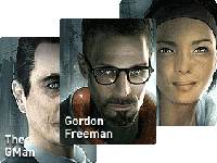 Half-Life2 characters: Gordon Freeman, Alyx Vance, GMan